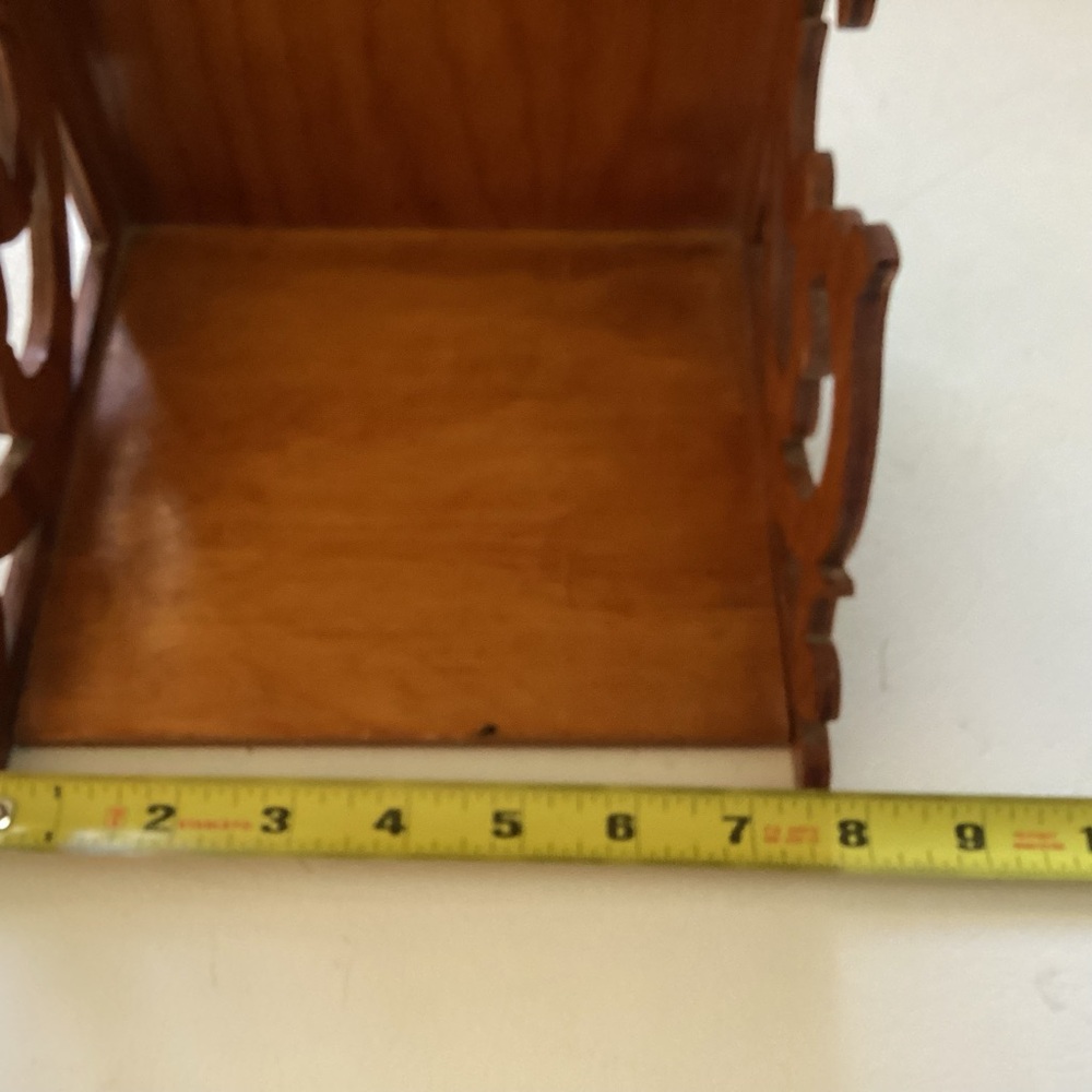 Elegant Vintage Brown Wooden Wall Shelf - Picture 7 of 11